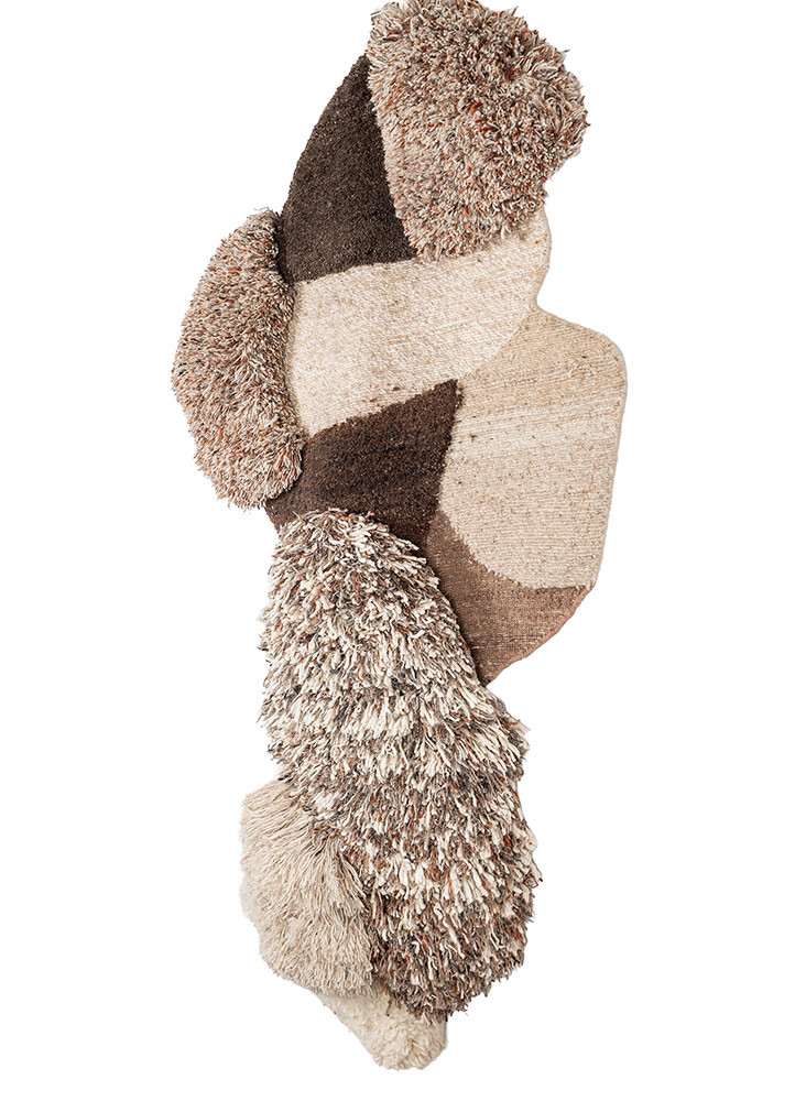 wall installation beige and brown wool hand knotted WALL ART & TAPESTRY - FoldShot