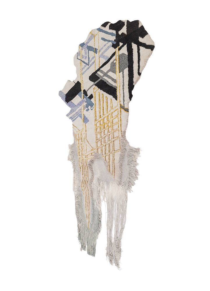 exposed spine ivory wool hand knotted WALL ART & TAPESTRY - FoldShot exposed spine ivory wool hand knotted WALL ART & TAPESTRY - FoldShot
