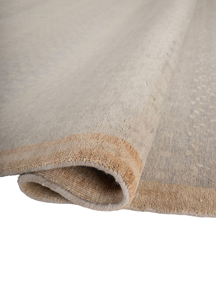 manchaha blue wool and silk hand knotted Rug - FoldShot