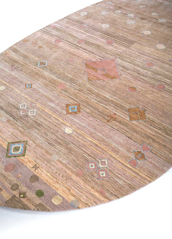 manchaha red and orange wool and silk hand knotted Rug - FoldShot