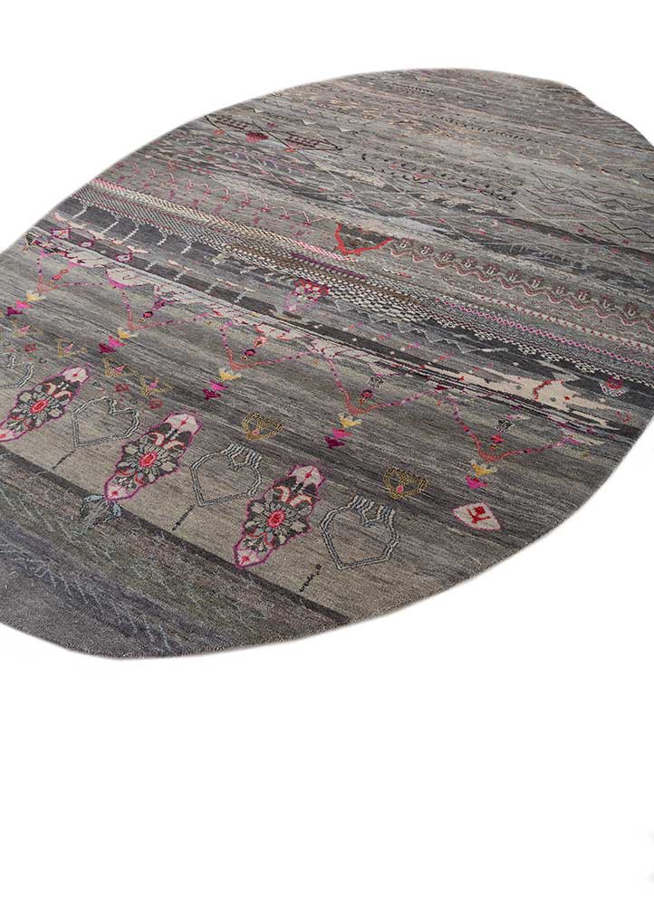 manchaha grey and black wool and silk hand knotted Rug - FoldShot manchaha grey and black wool and silk hand knotted Rug - FoldShot