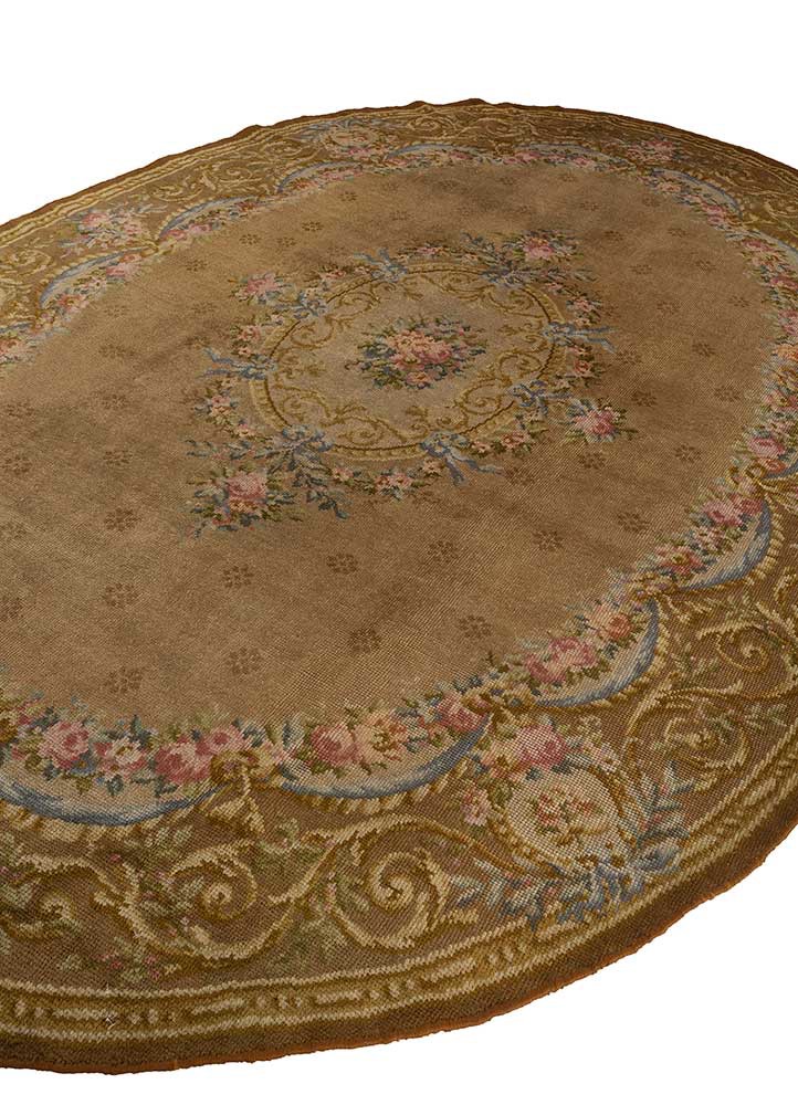 aalam beige and brown wool hand knotted Rug - FoldShot