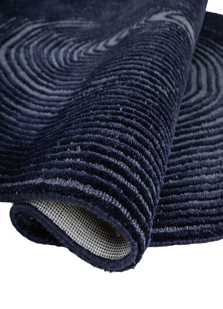 pathways blue wool and viscose hand tufted Rug - FoldShot