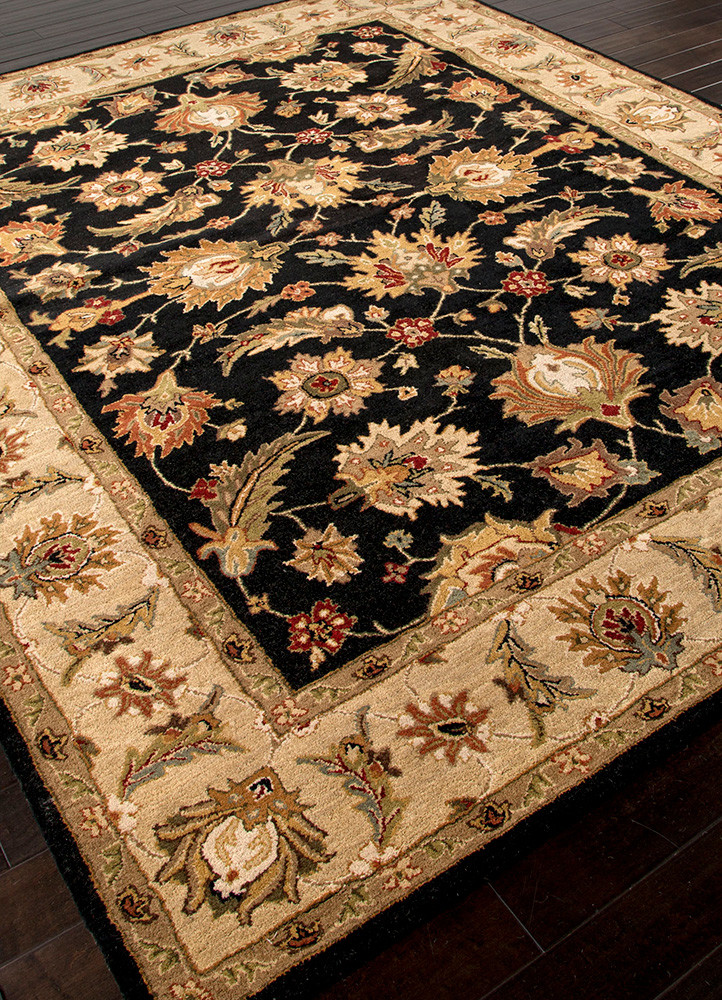 kasbah grey and black wool hand tufted Rug - FoldShot