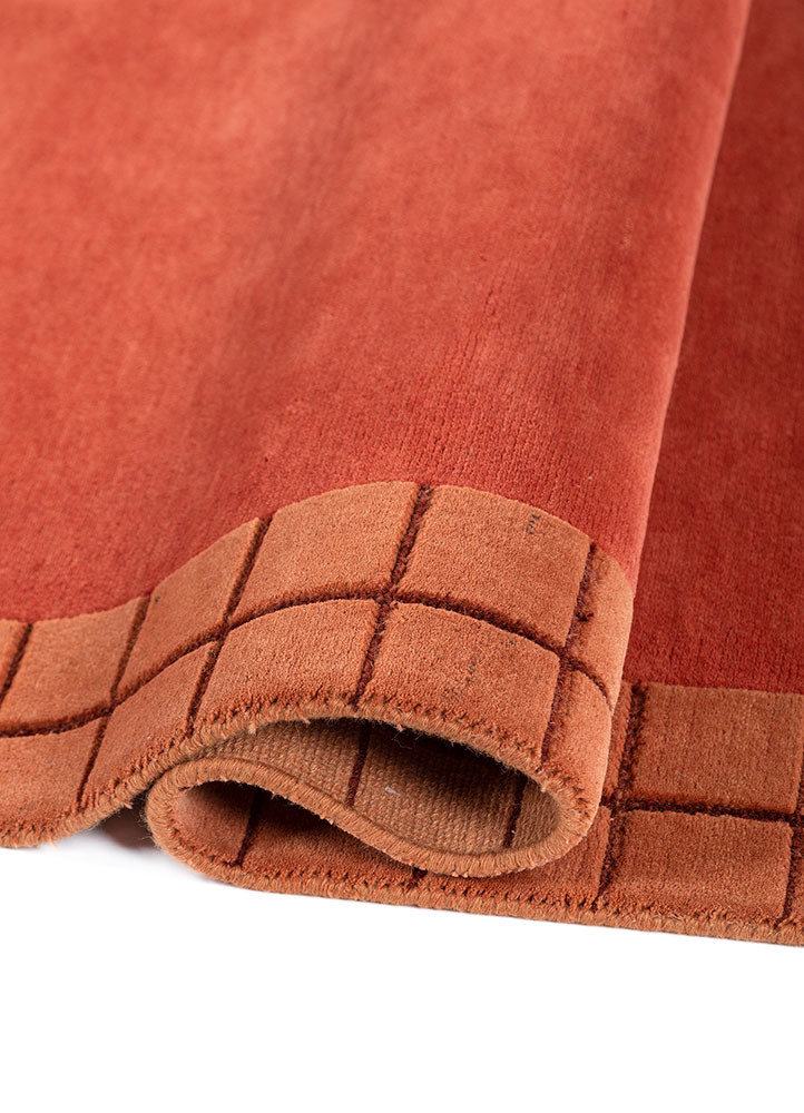 sthir red and orange wool hand knotted Rug - FoldShot sthir red and orange wool hand knotted Rug - FoldShot