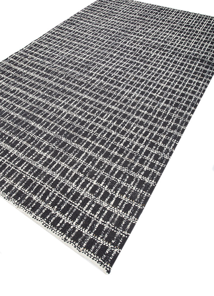 atelier grey and black wool and silk flat weaves Rug - FoldShot
