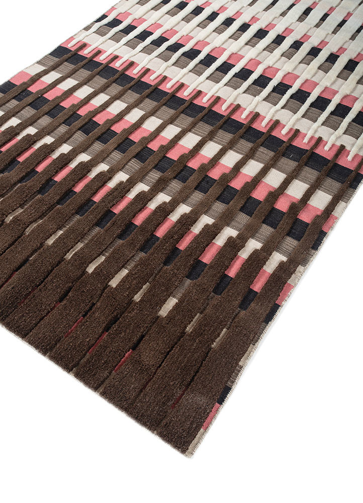 indusbar beige and brown wool flat weaves Rug - FoldShot indusbar beige and brown wool flat weaves Rug - FoldShot