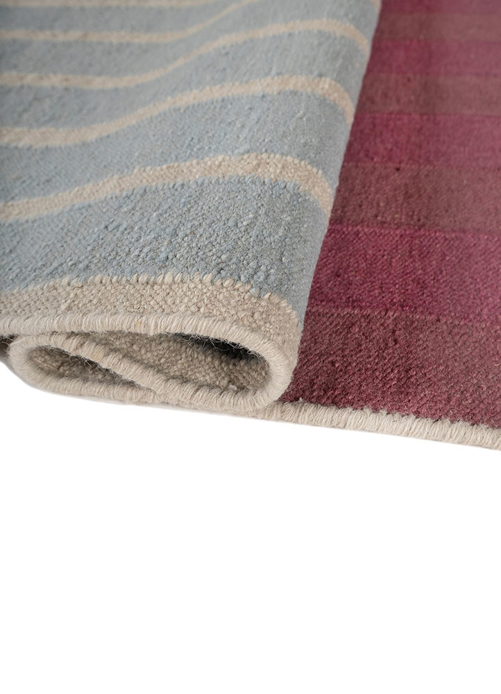 checkers blue wool flat weaves Rug - FoldShot