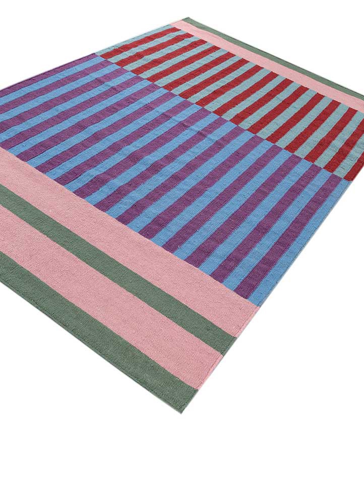 checkers pink and purple wool flat weaves Rug - FoldShot