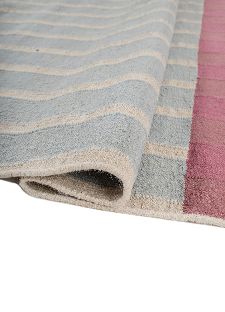 checkers blue wool flat weaves Rug - FoldShot