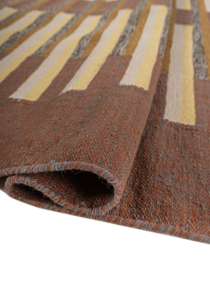 indusbar red and orange wool flat weaves Rug - FoldShot
