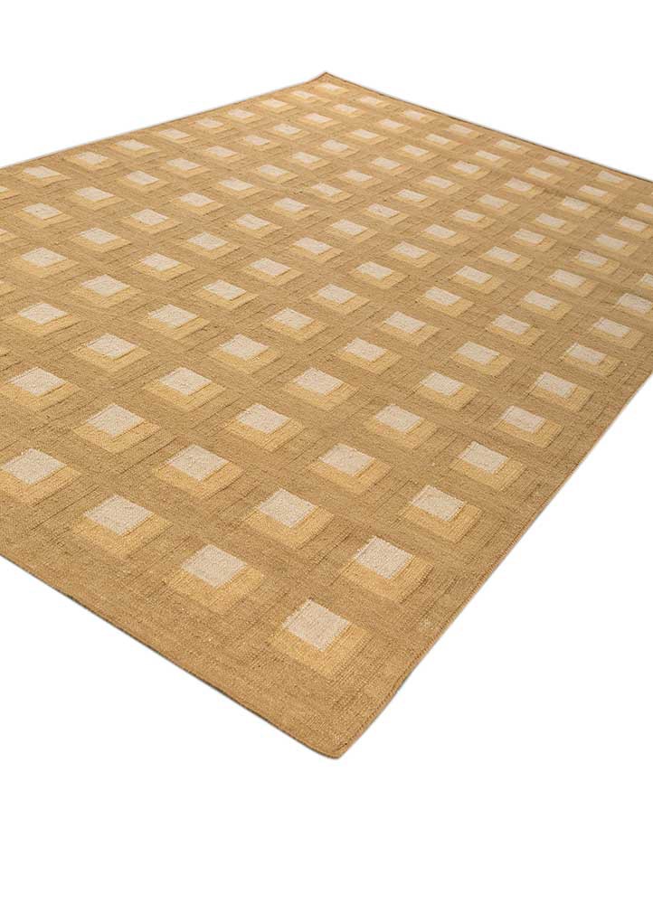 checkers gold wool flat weaves Rug - FoldShot