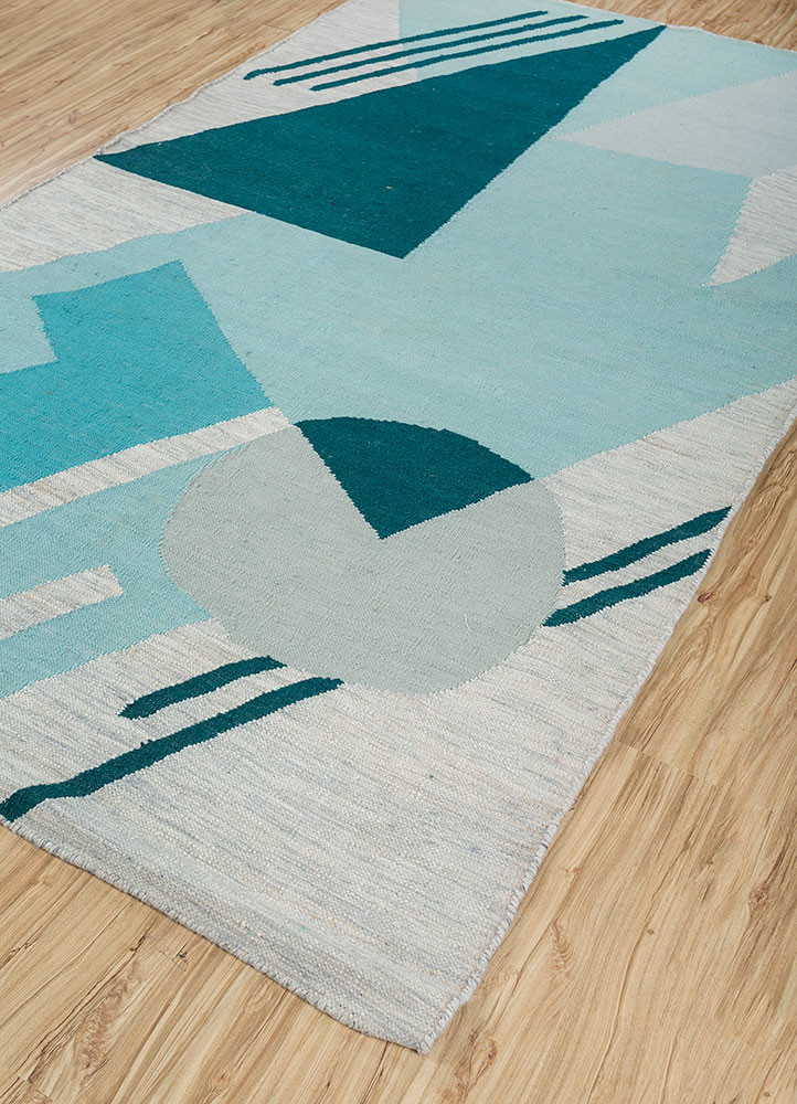 checkers blue wool flat weaves Rug - FoldShot checkers blue wool flat weaves Rug - FoldShot