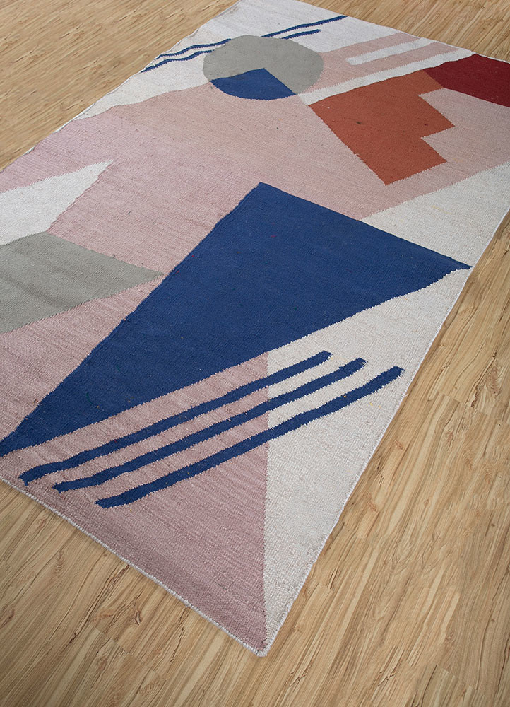 checkers pink and purple wool flat weaves Rug - FoldShot