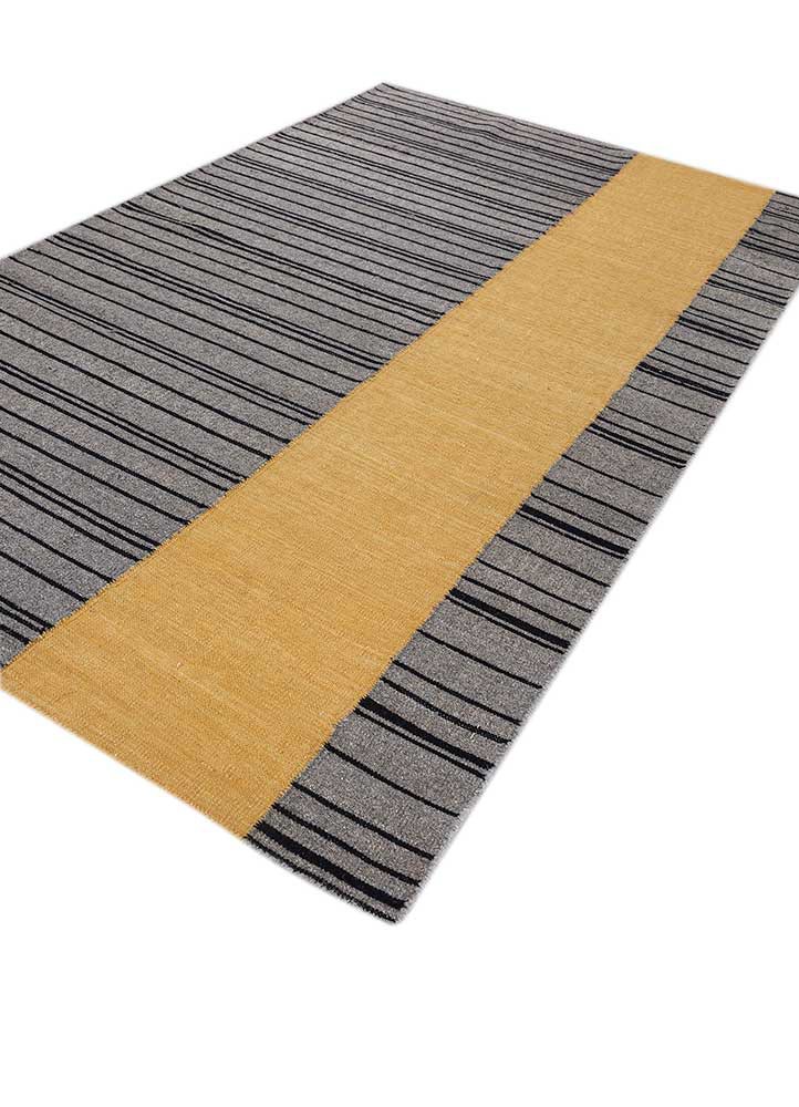 indusbar grey and black wool flat weaves Rug - FoldShot