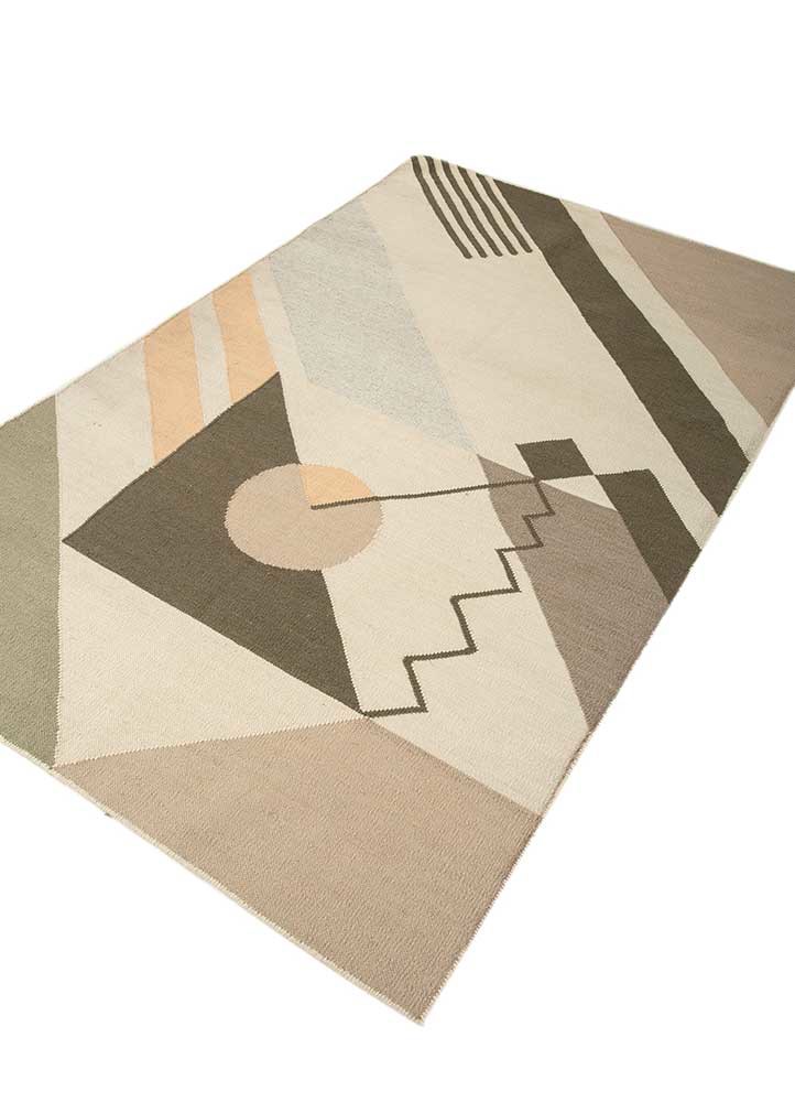 checkers ivory wool flat weaves Rug - FoldShot