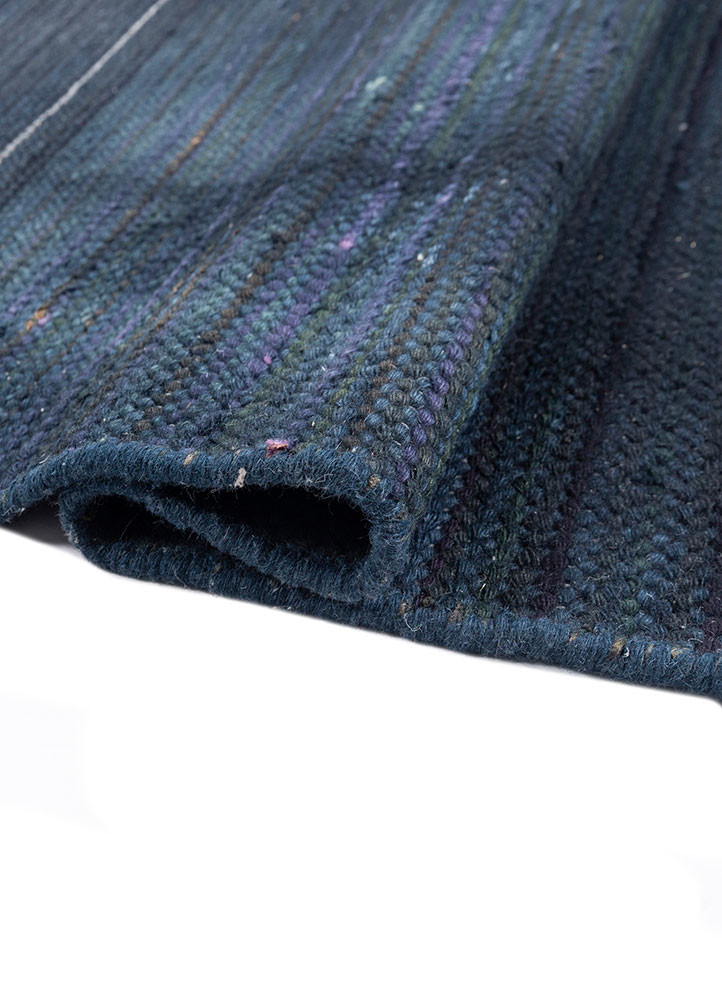 abrash blue wool flat weaves Rug - FoldShot