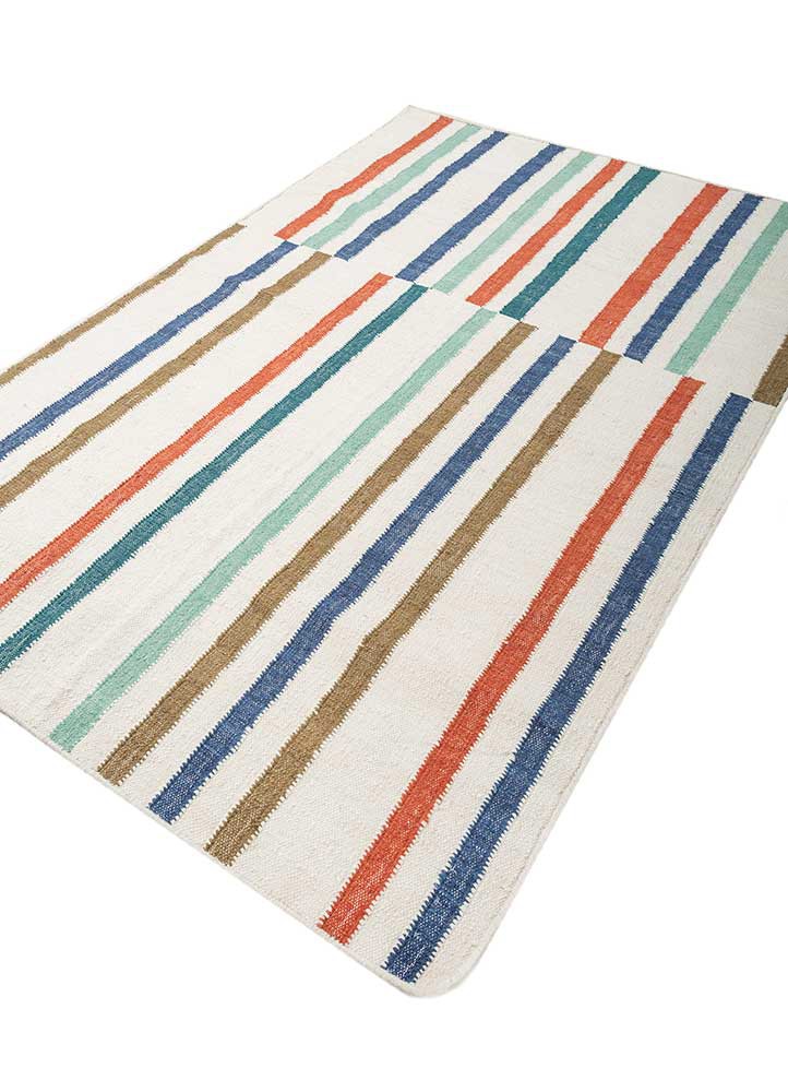 checkers ivory wool flat weaves Rug - FoldShot