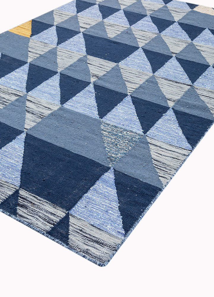 checkers blue wool flat weaves Rug - FoldShot checkers blue wool flat weaves Rug - FoldShot