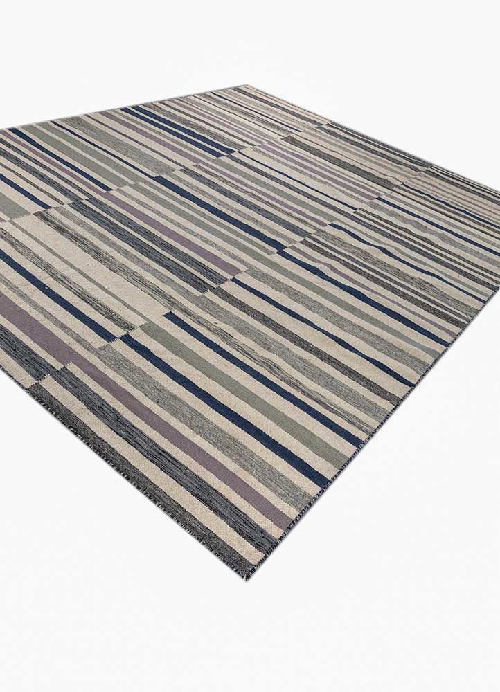 indusbar grey and black wool flat weaves Rug - FoldShot