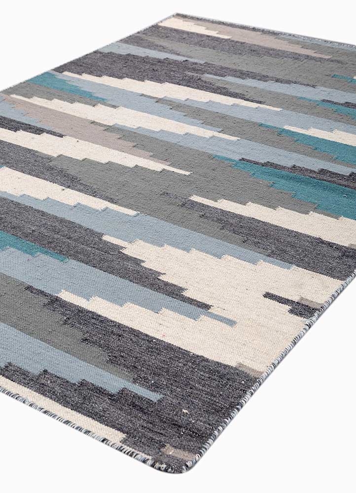 bedouin blue wool flat weaves Rug - FoldShot
