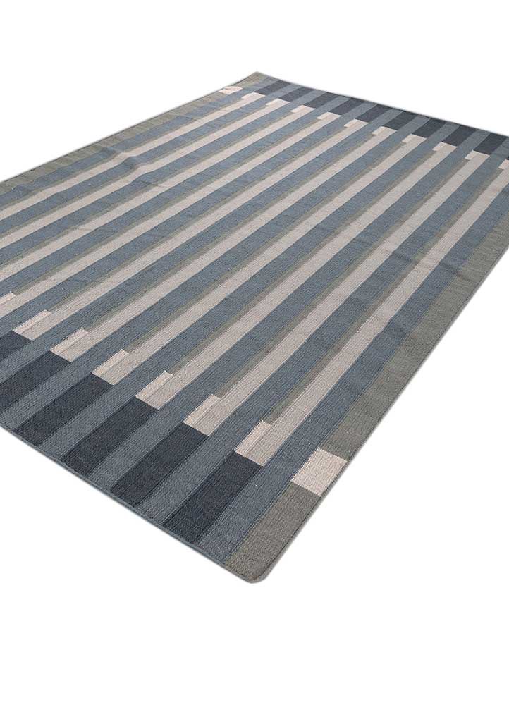 checkers blue wool flat weaves Rug - FoldShot