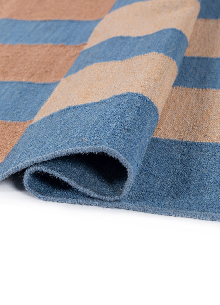 checkers red and orange wool flat weaves Rug - FoldShot