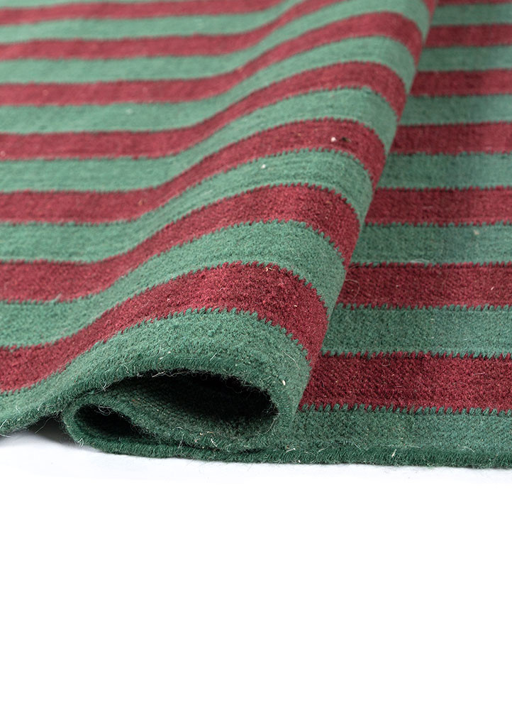 checkers green wool flat weaves Rug - FoldShot