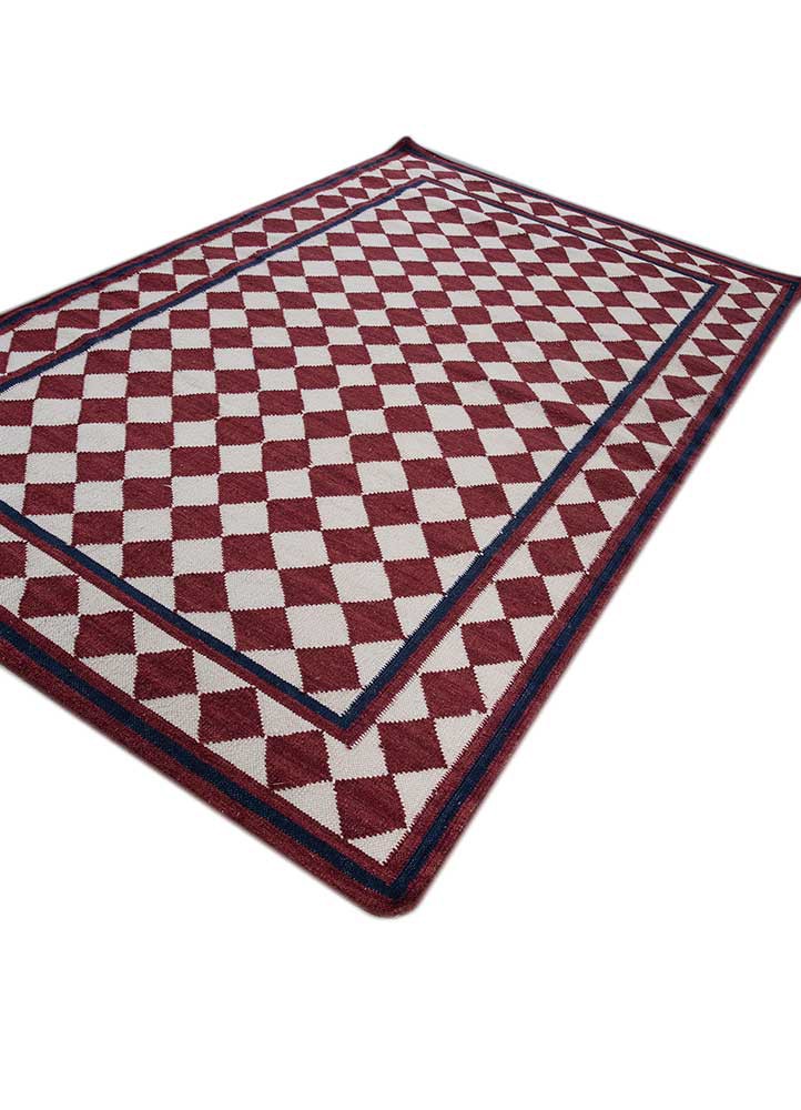 alhambra red and orange wool flat weaves Rug - FoldShot