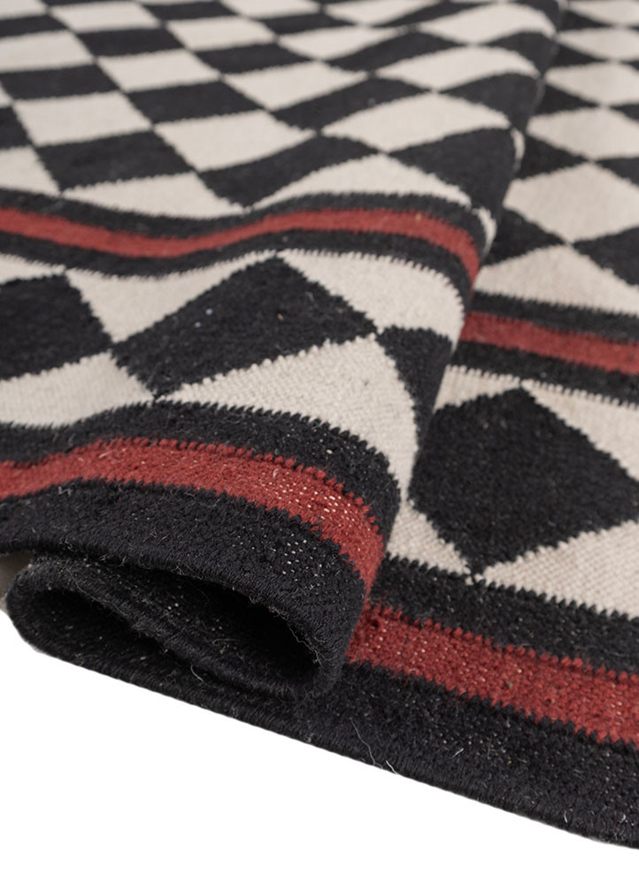 alhambra grey and black wool flat weaves Rug - FoldShot alhambra grey and black wool flat weaves Rug - FoldShot