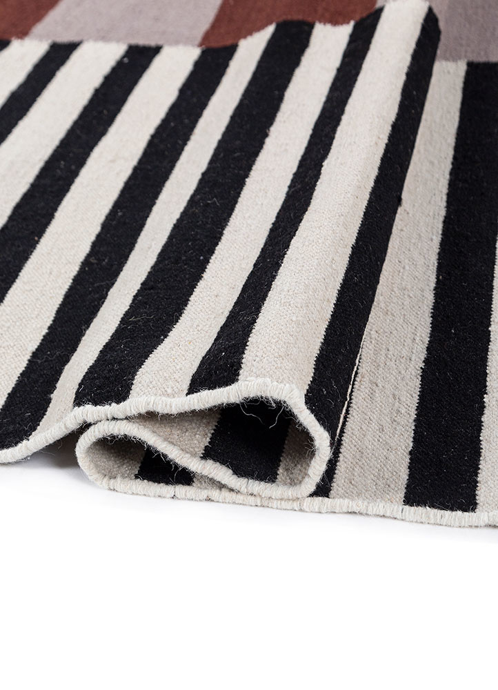 checkers red and orange wool flat weaves Rug - FoldShot