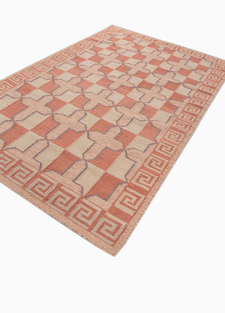 alhambra red and orange wool flat weaves Rug - FoldShot