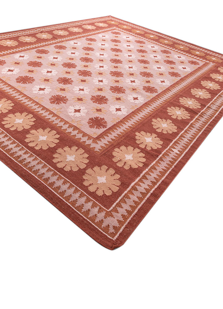 alhambra pink and purple wool flat weaves Rug - FoldShot