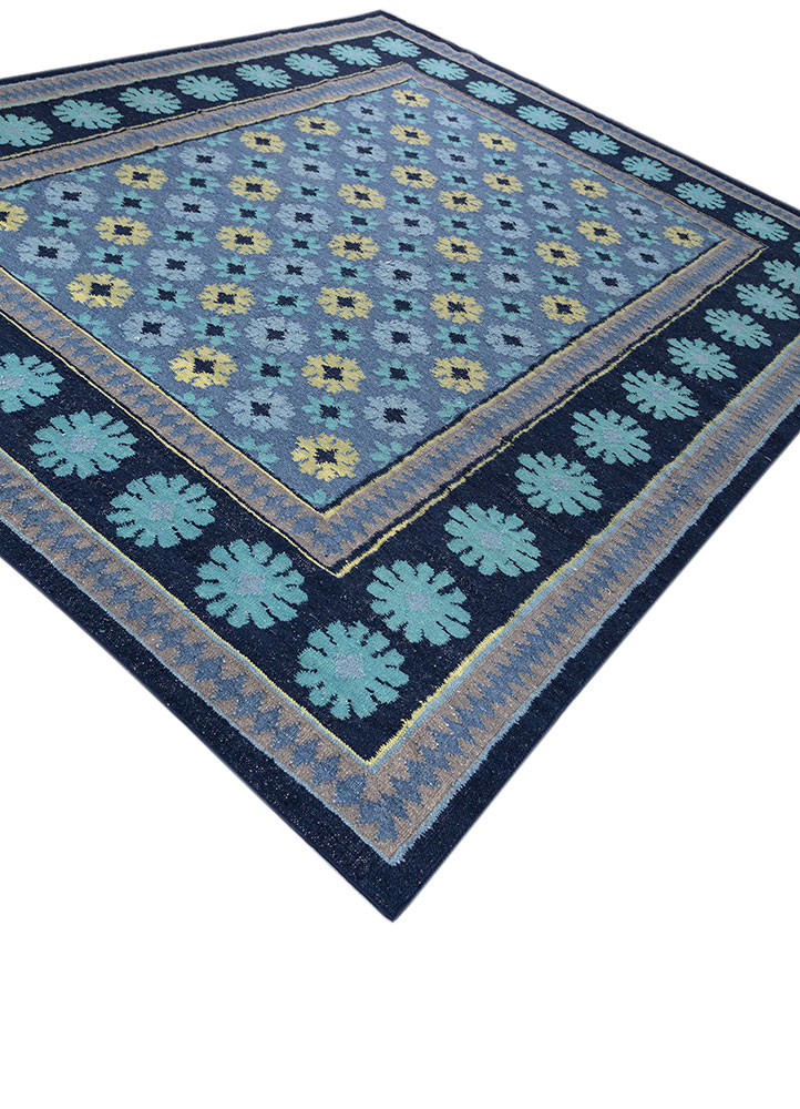 alhambra blue wool flat weaves Rug - FoldShot alhambra blue wool flat weaves Rug - FoldShot