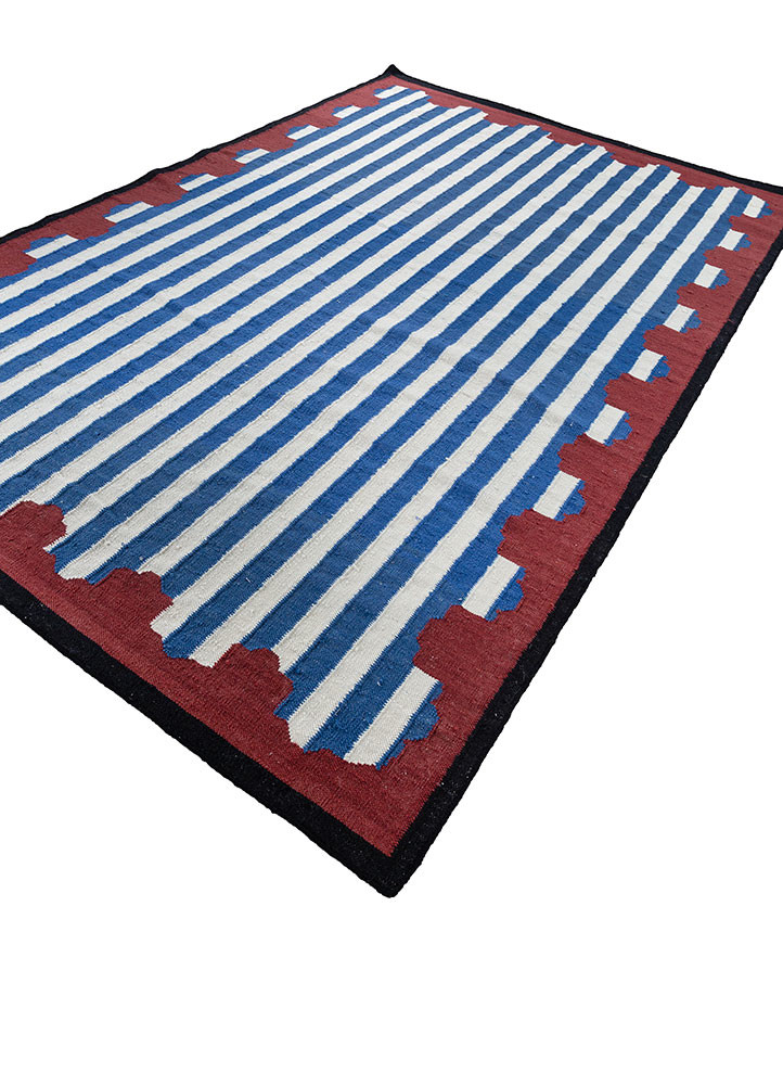 alhambra blue wool flat weaves Rug - FoldShot alhambra blue wool flat weaves Rug - FoldShot