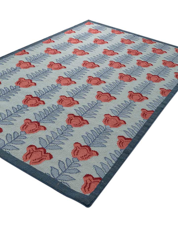 orenda blue wool flat weaves Rug - FoldShot