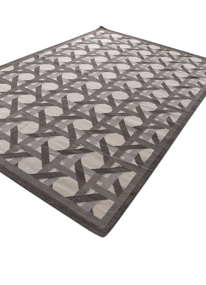 alhambra grey and black wool flat weaves Rug - FoldShot alhambra grey and black wool flat weaves Rug - FoldShot