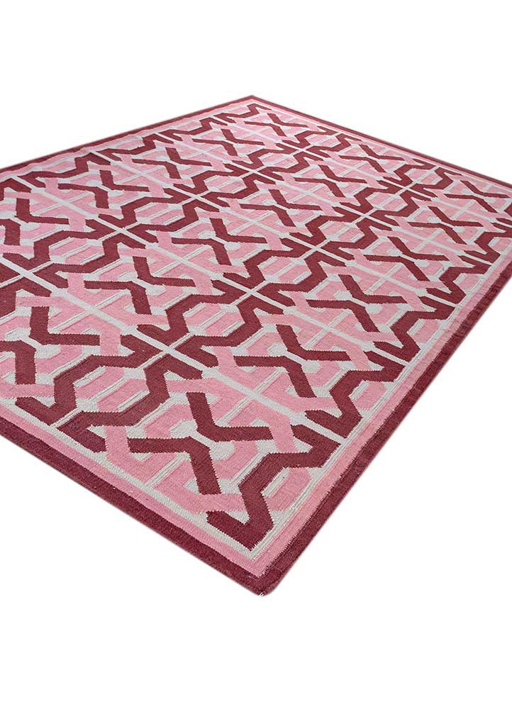 alhambra red and orange wool flat weaves Rug - FoldShot