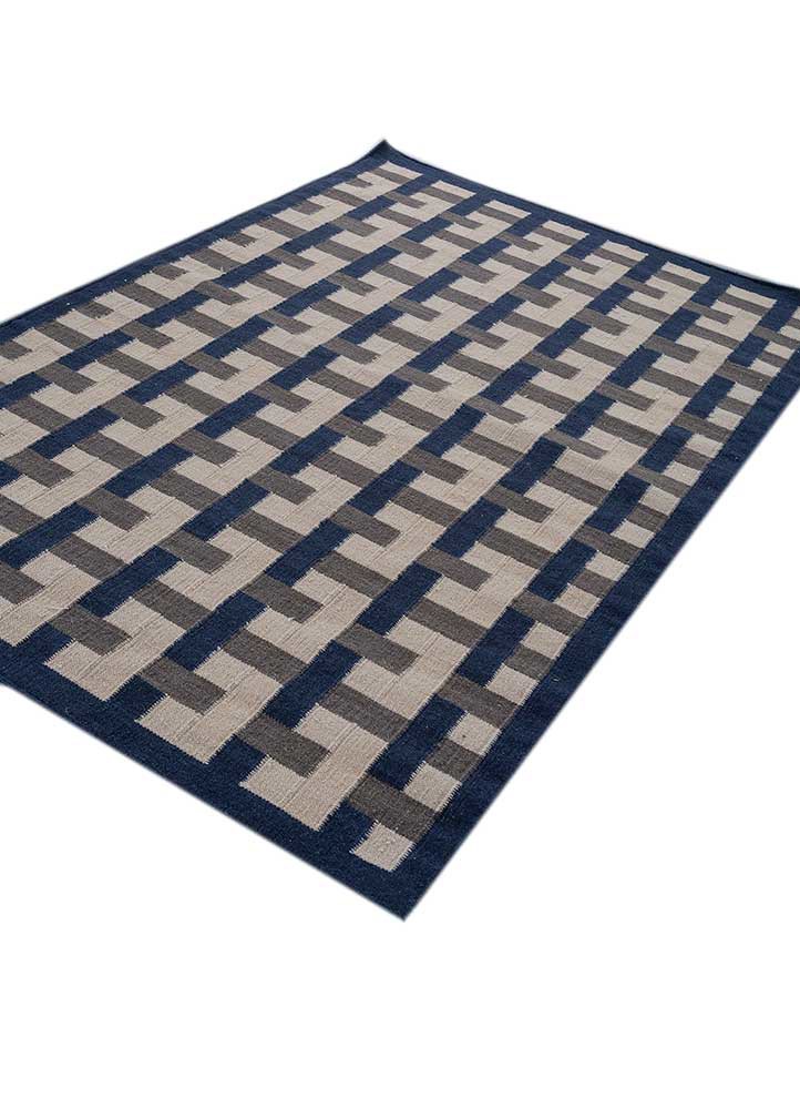 checkers blue wool flat weaves Rug - FoldShot checkers blue wool flat weaves Rug - FoldShot