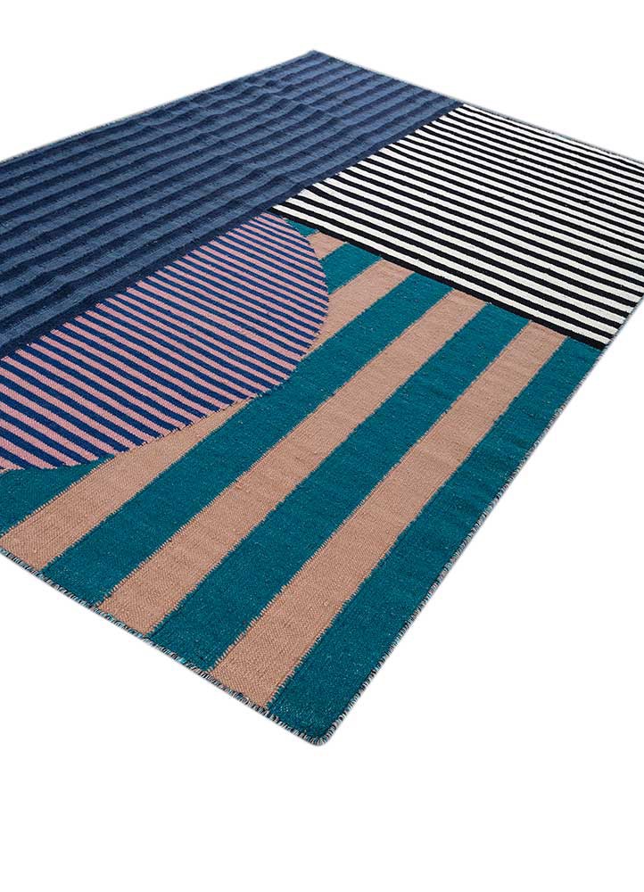 checkers blue wool flat weaves Rug - FoldShot checkers blue wool flat weaves Rug - FoldShot