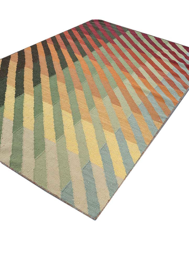 checkers red and orange wool flat weaves Rug - FoldShot checkers red and orange wool flat weaves Rug - FoldShot