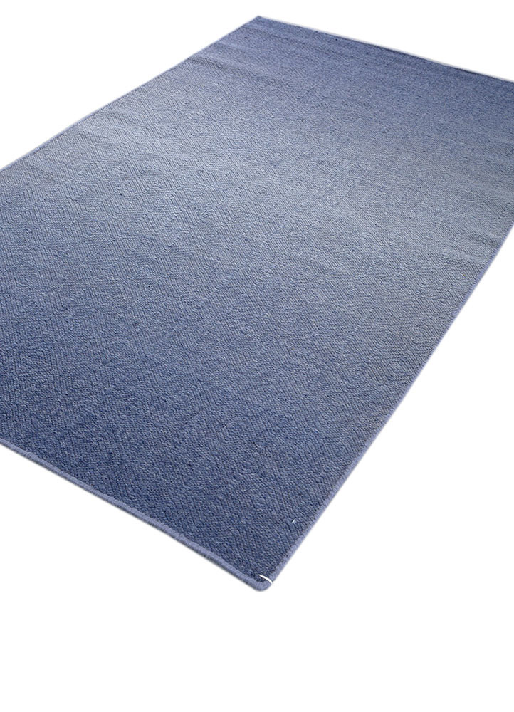 aprezo blue wool flat weaves Rug - FoldShot aprezo blue wool flat weaves Rug - FoldShot