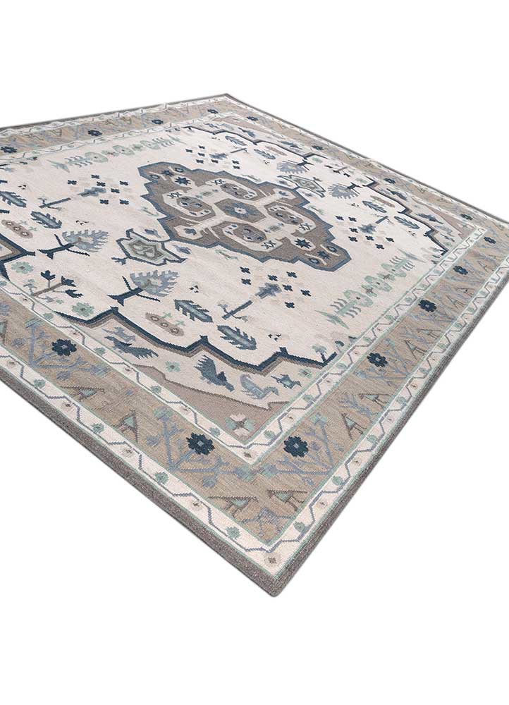 bedouin ivory wool flat weaves Rug - FoldShot