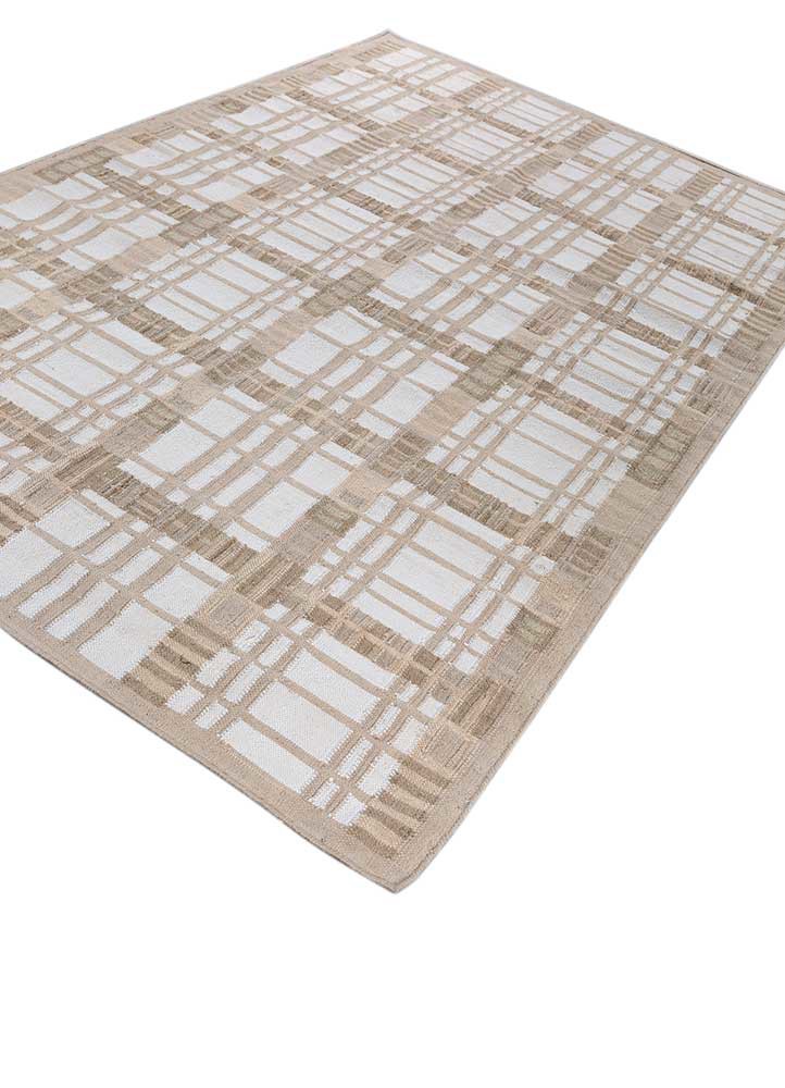 checkers ivory wool flat weaves Rug - FoldShot