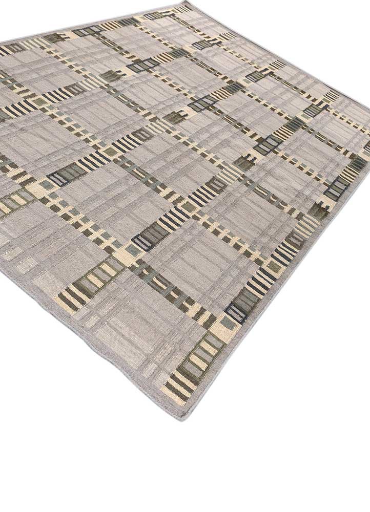 checkers grey and black wool flat weaves Rug - FoldShot