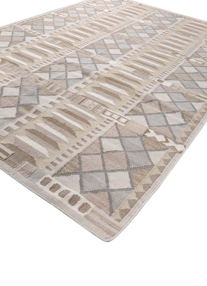 checkers ivory wool flat weaves Rug - FoldShot