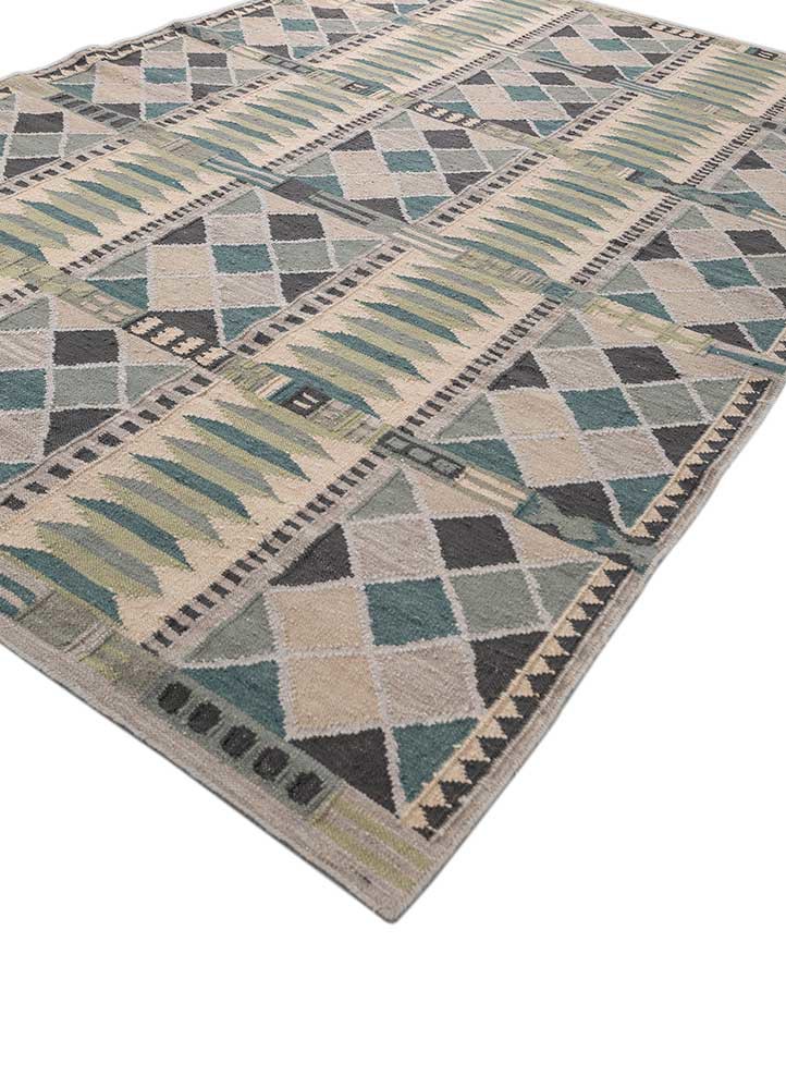 checkers grey and black wool flat weaves Rug - FoldShot