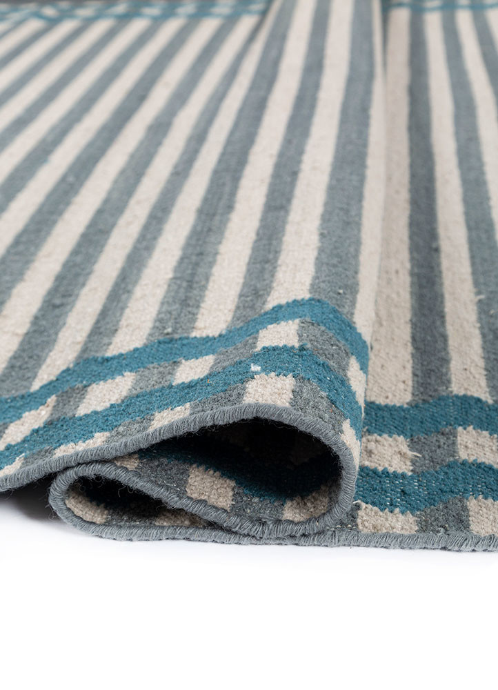 alhambra blue wool flat weaves Rug - FoldShot