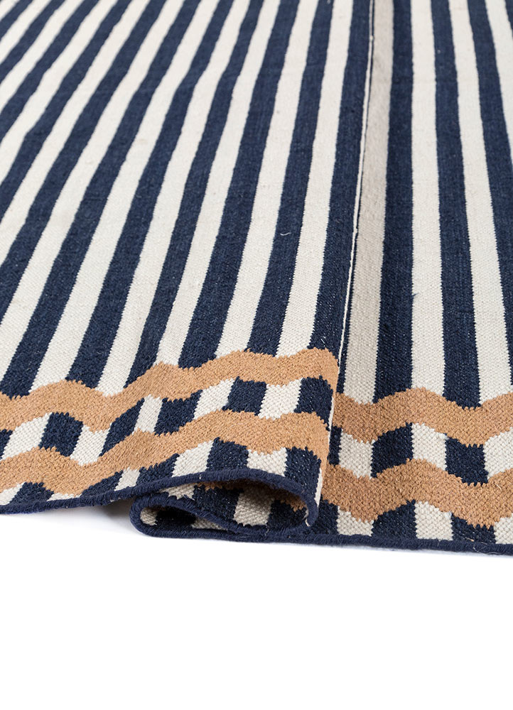 alhambra blue wool flat weaves Rug - FoldShot