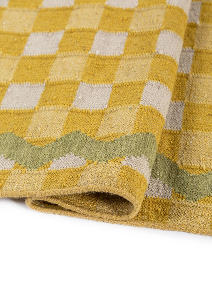 alhambra gold wool flat weaves Rug - FoldShot